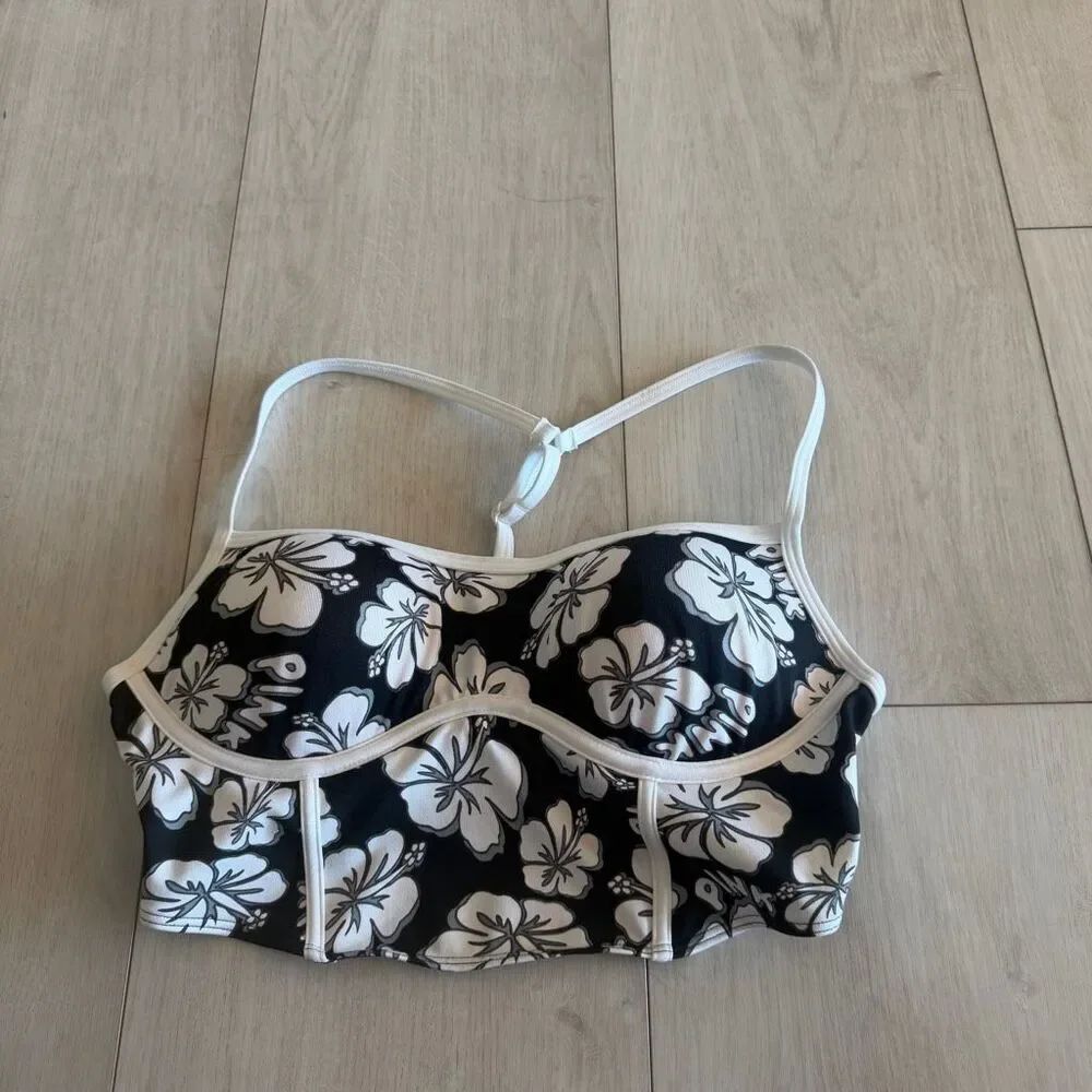 Victorias Secret PINK Ultimate PushUp Corset Sports Bra black-white floral size